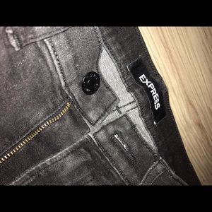 Express pearl embellished high rise ankle jeans